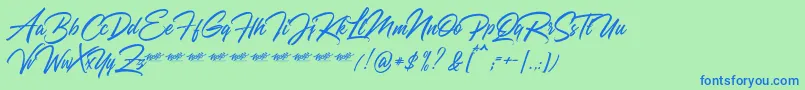 Qyara Demo Font – Blue Fonts on Green Background