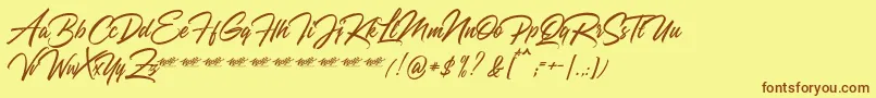 fuente Qyara Demo – Fuentes Marrones Sobre Fondo Amarillo