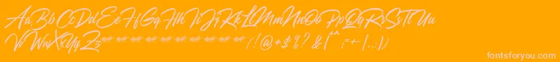 Qyara Demo-Schriftart – Rosa Schriften auf orangefarbenem Hintergrund