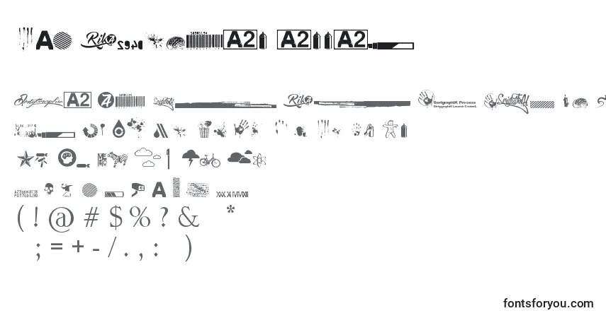 R74 Dingbat attak-fontti – aakkoset, numerot, erikoismerkit