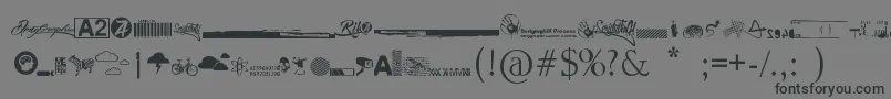Шрифт R74 Dingbat attak – чёрные шрифты на сером фоне