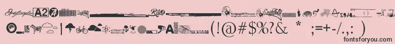 Czcionka R74 Dingbat attak – czarne czcionki na różowym tle