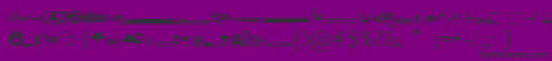 R74 Dingbat attak-Schriftart – Schwarze Schriften auf violettem Hintergrund