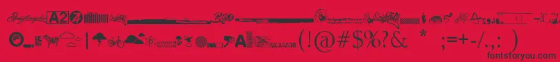 R74 Dingbat attak-fontti – mustat fontit punaisella taustalla