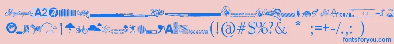 R74 Dingbat attak Font – Blue Fonts on Pink Background