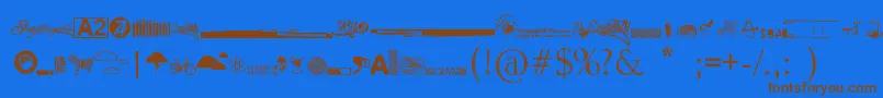 R74 Dingbat attak Font – Brown Fonts on Blue Background