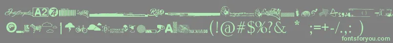 Шрифт R74 Dingbat attak – зелёные шрифты на сером фоне