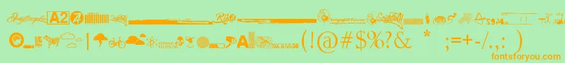 Police R74 Dingbat attak – polices orange sur fond vert