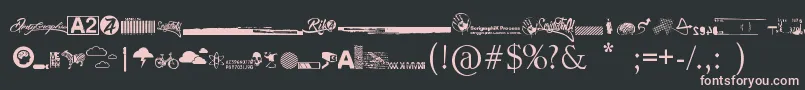 Шрифт R74 Dingbat attak – розовые шрифты на чёрном фоне