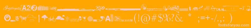 Шрифт R74 Dingbat attak – розовые шрифты на оранжевом фоне
