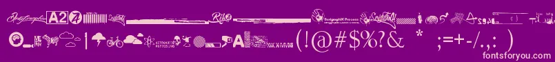 Fonte R74 Dingbat attak – fontes rosa em um fundo violeta