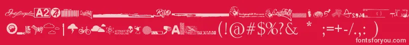 fuente R74 Dingbat attak – Fuentes Rosadas Sobre Fondo Rojo