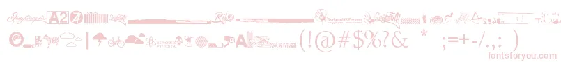 Police R74 Dingbat attak – polices roses sur fond blanc