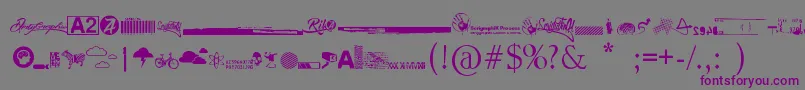 Police R74 Dingbat attak – polices violettes sur fond gris