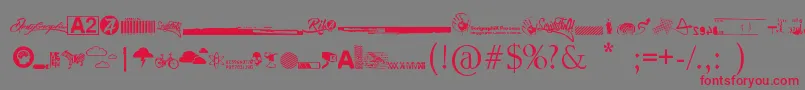 Czcionka R74 Dingbat attak – czerwone czcionki na szarym tle