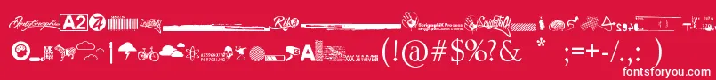 フォントR74 Dingbat attak – 赤い背景に白い文字