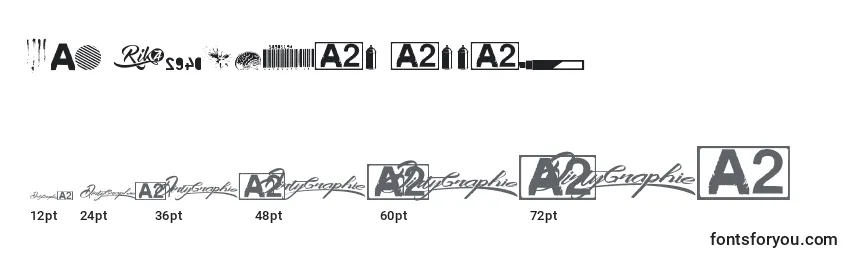 R74 Dingbat attak Font Sizes