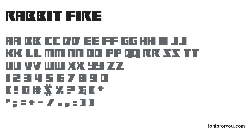 Schriftart Rabbit Fire – Alphabet, Zahlen, spezielle Symbole
