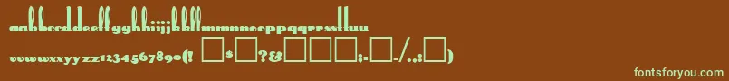フォントRabbitEars – 緑色の文字が茶色の背景にあります。