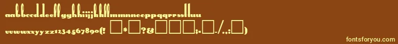 RabbitEars-fontti – keltaiset fontit ruskealla taustalla