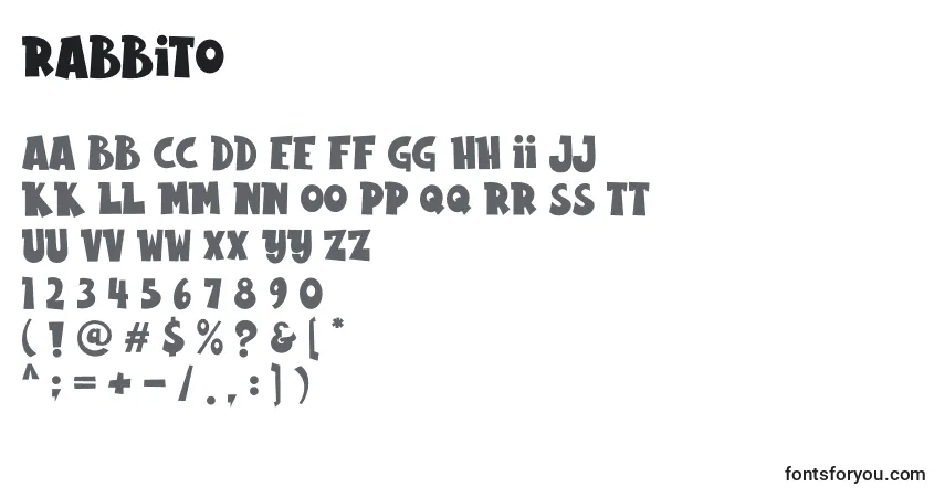 Schriftart Rabbito – Alphabet, Zahlen, spezielle Symbole