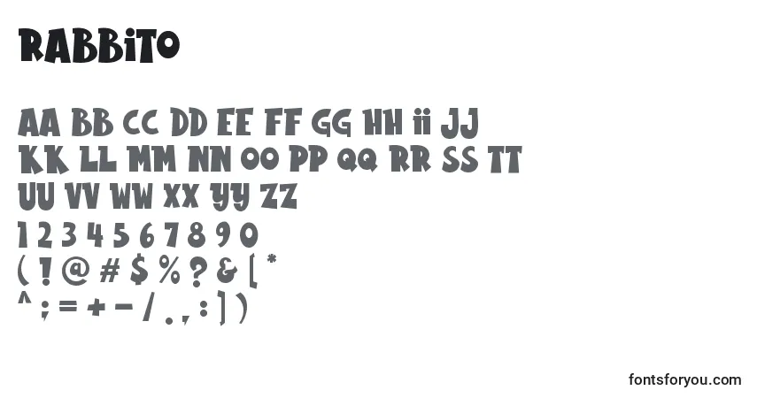 Schriftart Rabbito (138036) – Alphabet, Zahlen, spezielle Symbole