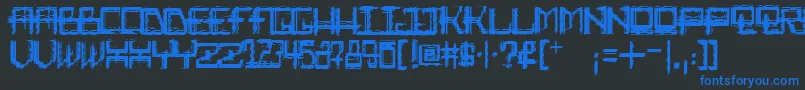 Rabid Science-Schriftart – Blaue Schriften auf schwarzem Hintergrund