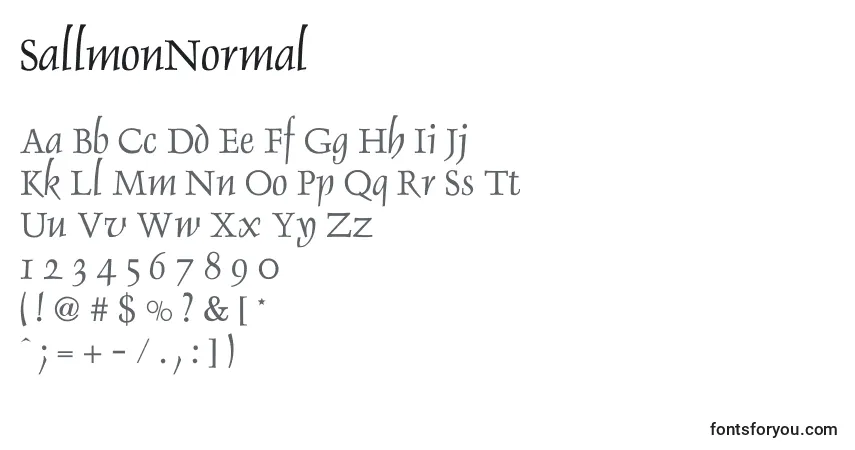 Schriftart SallmonNormal – Alphabet, Zahlen, spezielle Symbole