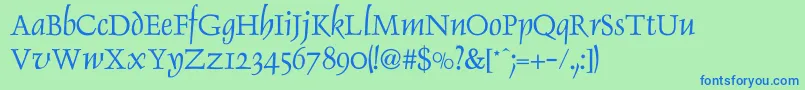 SallmonNormal-fontti – siniset fontit vihreällä taustalla