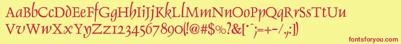 SallmonNormal-fontti – punaiset fontit keltaisella taustalla