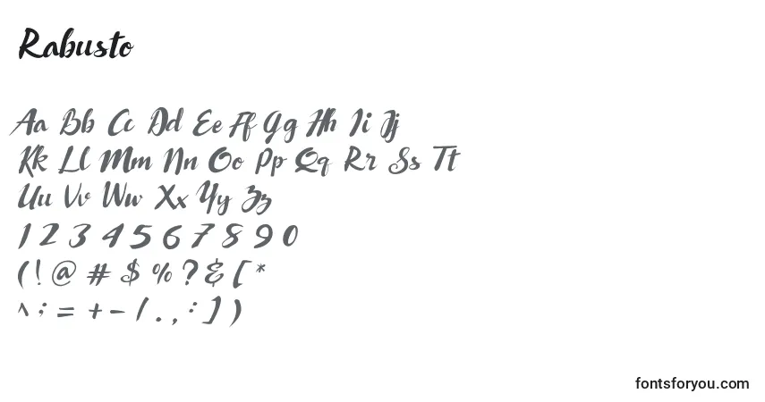 Czcionka Rabusto – alfabet, cyfry, specjalne znaki