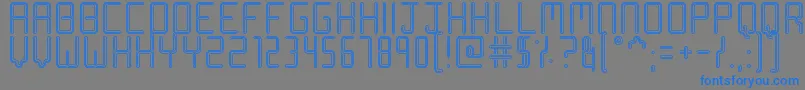 フォントRacetrack Stencil – 灰色の背景に青い文字