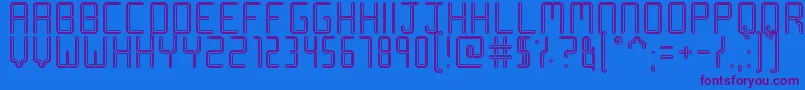 Racetrack Stencilフォントについての詳細 フォントRacetrack Stencil – 紫色のフォント、青い背景