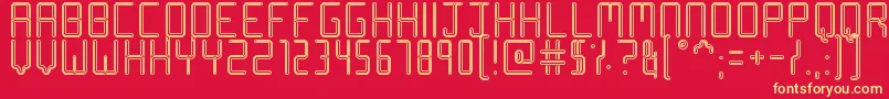 Racetrack Stencil-Schriftart – Gelbe Schriften auf rotem Hintergrund