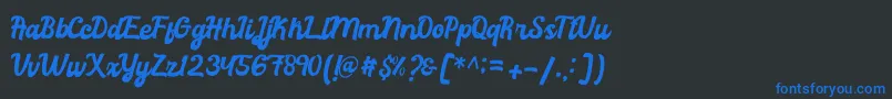 フォントRachael Script – 黒い背景に青い文字