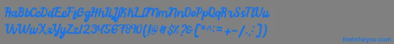 Rachael Script-Schriftart – Blaue Schriften auf grauem Hintergrund