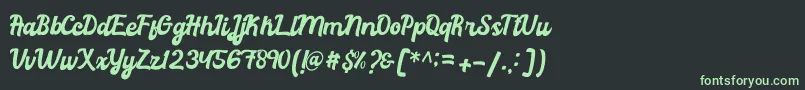 フォントRachael Script – 黒い背景に緑の文字