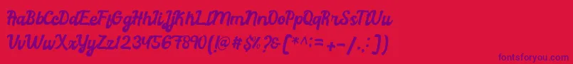 Rachael Script-Schriftart – Violette Schriften auf rotem Hintergrund