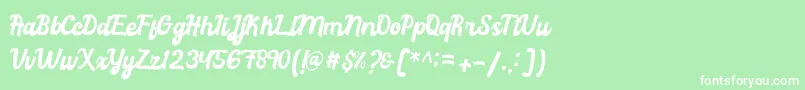 フォントRachael Script – 緑の背景に白い文字