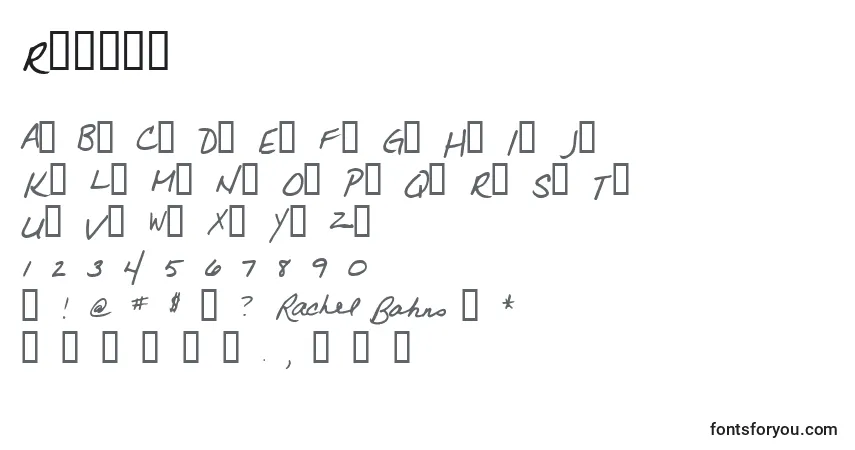 Czcionka Rachel (138046) – alfabet, cyfry, specjalne znaki