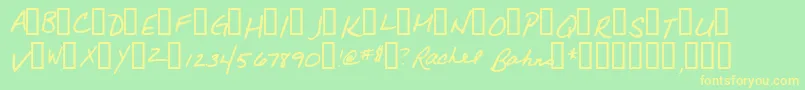 Rachel Font – Yellow Fonts on Green Background