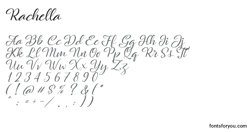 Schriftart Rachella – Alphabet, Zahlen, spezielle Symbole