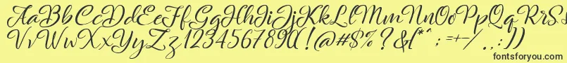 Rachella Font – Black Fonts on Yellow Background