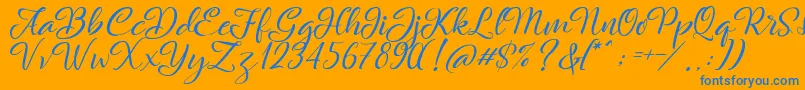 Rachella-Schriftart – Blaue Schriften auf orangefarbenem Hintergrund