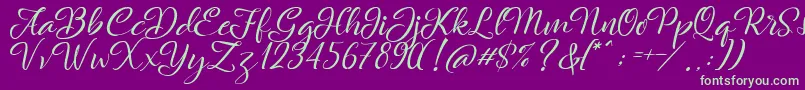 Rachella Font – Green Fonts on Purple Background