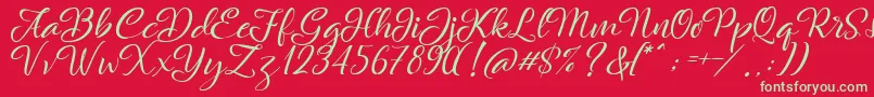 Rachella Font – Green Fonts on Red Background