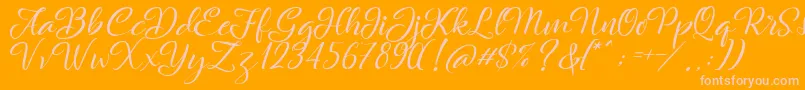 Rachella-Schriftart – Rosa Schriften auf orangefarbenem Hintergrund