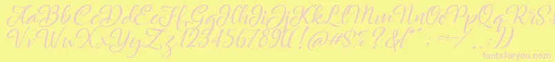 Rachella Font – Pink Fonts on Yellow Background