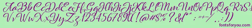 Rachella Font – Purple Fonts on Green Background