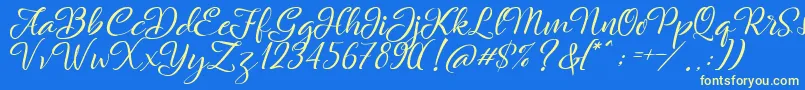 Rachella Font – Yellow Fonts on Blue Background